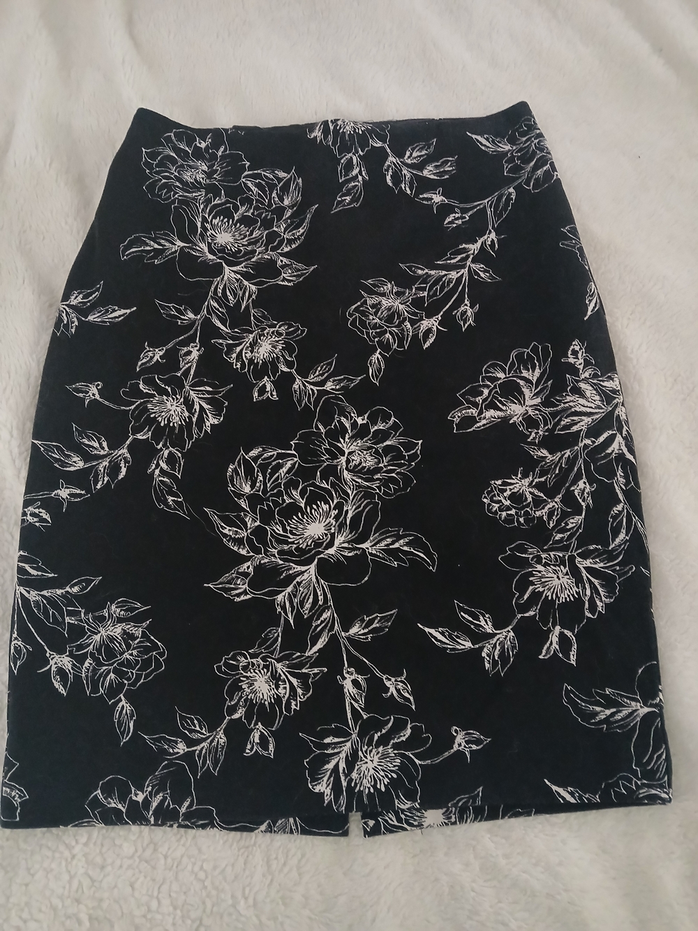 Banana Republic Black Pencil Skirt with White Floral Print